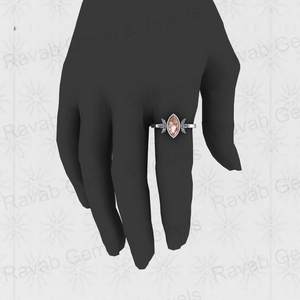 Vente de Noël Bague de créateur Marquise en argent véritable 925 avec pierre précieuse turquoise cuivre rose sertie en bélière Bijoux fins de confiance - Product Image 6