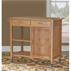 KIBamboo Mobile Kitchen Shelf Modern Design 105x50x90cm Made of <b>Oak</b>-KIB001 - Product Image 4