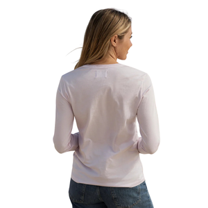 Camiseta de Manga Larga con Cuello en V para Mujer, Color Rosa Claro, 100% Algodón Orgánico de Lujo, Preencogido, Certificado GOTS, Ajuste Clásico, Suave y Premium - Product Image 4