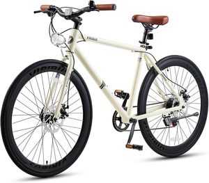 Bicicletas híbridas de alta calidad, bicicleta híbrida para hombre de 28 pulgadas y 7 velocidades con cuadro ligero de aluminio y frenos de disco, 700C estilo retro vintage - Product Image 1