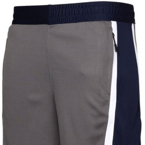 Men's Gray Basketball Shorts With White And Navy Stripes Elastic Waist Moisture Wicking Regular Fit All Seasons Sports Wear - Product Image 4