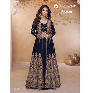 Robe Anarkali de qualité supérieure en chinon avec broderie lourde, tenue ethnique et dupatta en soie Simar pour femmes, à porter pour les fêtes - Product Image 1