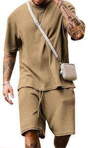 Streetwear d'été décontracté pour hommes, survêtement en coton délavé à l'acide, ensemble 2 pièces t-shirt et short - Product Image 2