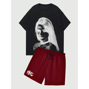 เสื้อยืดแขนสั้นผ้าฝ้าย100% สั้นชุดสั้นสีพื้นสำหรับฤดูร้อน - Product Image 5