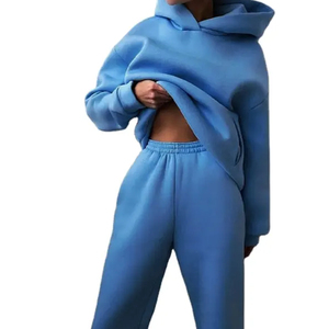 Survêtements de sport décontractés à manches longues avec logo personnalisé jogging de gymnastique Slim Fit uni Survêtements deux pièces pour femmes - Product Image 5