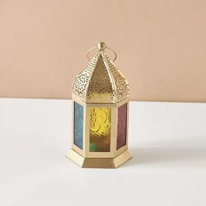 Unique Design Colorful <b>Glass</b> Moroccan Metal Candle <b>Lantern</b> With Beautiful Cut Work for Ramadan & Eid Decorations - Product Image 6