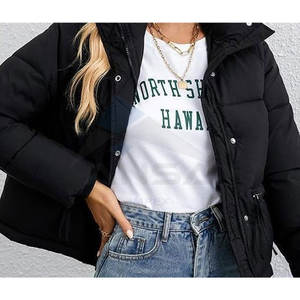 Winter <b>Women</b> Cropped <b>Puffer</b> <b>Jacket</b> Quilted Warm Puffy Coat with Stand Collar <b>Lightweight</b> Outerwear black - Product Image 4