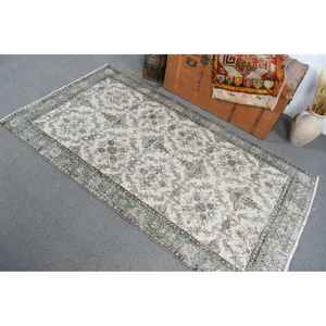 Alfombra Turca de 3.7x6.7 pies, Alfombra Vintage, Alfombra Ikat Verde - Product Image 3