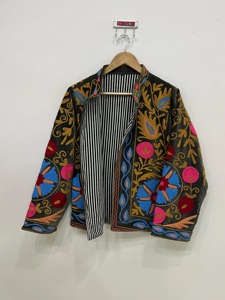Veste florale brodée de style chinois, col mandarin, manches longues, grande taille, vêtements d'extérieur pour femmes, tenue décontractée d'automne - Product Image 3