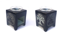 Diffuseur d'huiles essentielles en pierre de savon écologique avec bol en verre et tamis, brûleur d'aromathérapie électrique à brancher