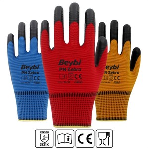 Guantes de nitrilo de punto de poliéster PN Zebra, guantes de trabajo recubiertos de 1/2, hilo de poliéster tejido, medio revestimiento de nitrilo, protección para manos y brazos - Product Image 5