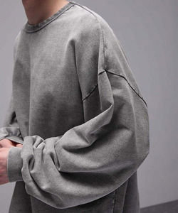 Oversize Hoodies <b>Sweatshirt</b> New Style Crew Neck Street Wear Blank Pullover <b>White</b> Crewneck Cotton Oversize <b>Men</b> Wearing - Product Image 4