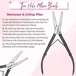 wholesale Multi-Functional <b>Hair</b> Extension Plier with Dual Holes Professional <b>Tool</b> for Seamless <b>Hair</b> Extensions Black custom logo - Product Image 2