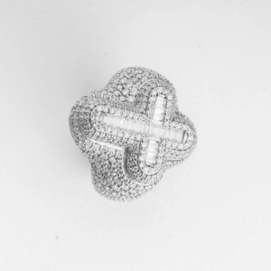 Cross Lab-Grown Diamond Yellow Gold Hip Hop Ring Statement Collection Classic Style /IGI Certified for Wedding Anniversary - Product Image 1