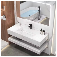 Aspino - Offre Exclusive : Ensemble de Lavabo Blanc de Luxe Fait Main au Design Moderne, Finition Brillante/Mate/Polie, Qualité Supérieure, Facile à Nettoyer