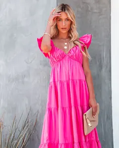 ชุดเดรสมัดย้อมผ้าเรยอนสำหรับผู้หญิงชุดเดรสยาวแต่งระบายแขนยาวชุดเดรสแม็กซี่เหมาะสำหรับทุกโอกาสตั้งแต่วันใส่ไปชายหาด - Product Image 5