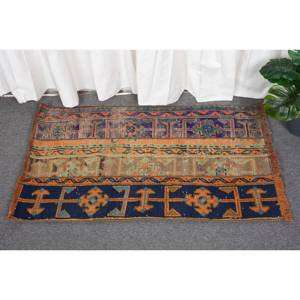 Tapis Patchwork Noir Orange Traditionnel 1.8x3.1ft Tapis De Salon En Coton Organique Tapis Turcs Rectangulaires avec Support En Latex - Product Image 1