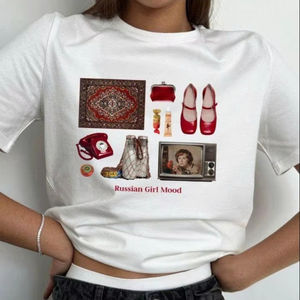 Camiseta Gráfica de Estilo Minimalista, Corte Holgado, Algodón Suave, Estilo Urbano, Estampado Moderno, Uso Diario, Prenda Esencial de Moda - Product Image 5