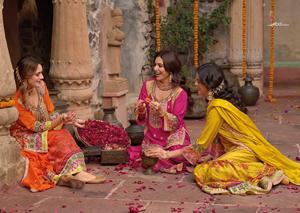 Designer traditionnel lourd Chinon femmes Kurta Sharara avec Dupatta indien et pakistanais tenue de mariage robe-vente en gros Surat - Product Image 6