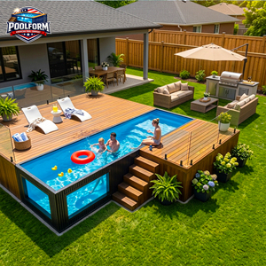 Outdoor Smart Pump Fiberglass Above Ground Swimming <b>Pool</b> Ready to Use Custom Size UV Resistant Backyard - Product Image 3