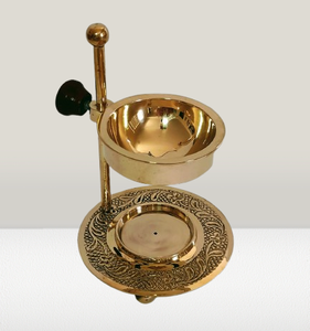 Brûleur d'encens en laiton ajustable finition or, best-seller ALAM, avec bouton en bois fait main, taille et forme personnalisées, design classique, style arabe - Product Image 1