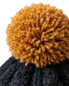 หมวกบีนนี่ไหมพรมถักลายเคเบิ้ลหนา สีดำมัสตาร์ด พร้อมพู่ห้อย ผลิตตามสั่ง ผสมขนสัตว์และอะคริลิก อุ่นสบาย สำหรับทุกเพศ - Product Image 4