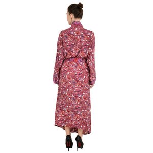 Kimono de Satén Bohme Nueva Soie, Bata de Playa Lujosa para Mujer de la Marca Regal, Estampado Floral Paisley Rojo y Blanco, Regalo - Product Image 5