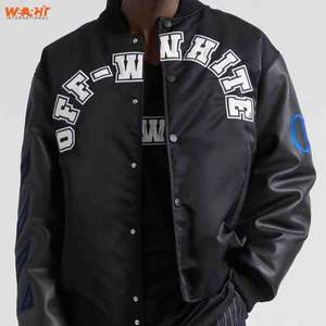 Blouson de baseball OEM de haute qualité personnalisé pour hommes Veste en cuir universitaire col montant patch brodé pour l'hiver - Product Image 3