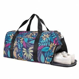 Grand sac de voyage multifonctionnel imprimé feuilles sacs de voyage en tissu sacs de week-end pour cadeaux de vacances unisexes faits à la main voyage coloré - Product Image 1