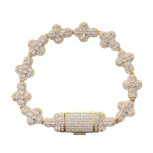 Exclusive Top Icy Iced Cubic Zirconia Cloud Hip Hop Chain And Link <b>Bracelet</b> Geometric Gold Plated Brass For Women And <b>Mens</b> Gift - Product Image 6