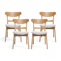 Ensemble de table à manger pliable en bois massif de style moderne du milieu du siècle, 4 pièces, écologique, usage commercial pour restaurant, hôtel, café