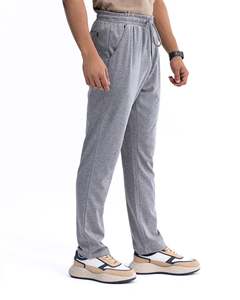 Jogging gris pour homme de haute qualité, coupe ajustée, séchage rapide, lavé, respirant, taille élastique avec poches latérales, vêtement décontracté - Product Image 1