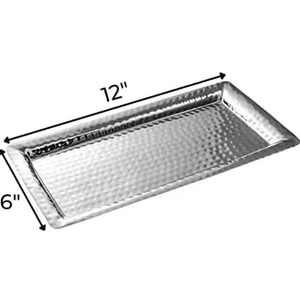 Plateau de service multifonctionnel en acier inoxydable de haute qualité, design unique, fait à la main, en forme de feuille, plaqué argent - Product Image 1