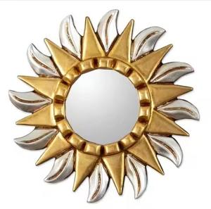Espejo de pared con diseño de hoja dorada y plateada para el hogar, sala de estar, pasillo de Hotel, uso decorativo, espejo de pared de Metal a precio asequible - Product Image 2