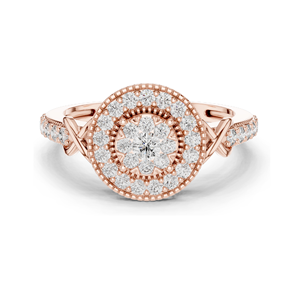Bague halo en diamant cultivé en laboratoire de 0,514 carats pour femmes, clarté VVS-VS EF, or 18 carats, 14 carats, 10 carats et argent 925, rose, jaune, blanc - Product Image 1