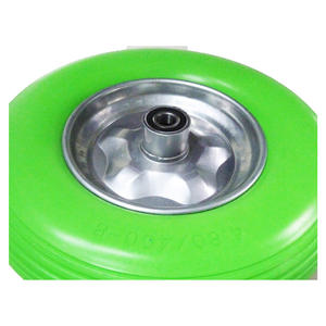 Ruedas de Acero Antipinchazos para Carretilla de Jardín, Remolque y Carrito de Césped, Neumático de Poliuretano Verde Resistente Personalizado - Product Image 3