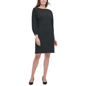 Abito tubino Tommy Hilfiger da donna in scuba con maniche a palloncino, nero, taglia 8 - Comodo con vita naturale - Product Image 3