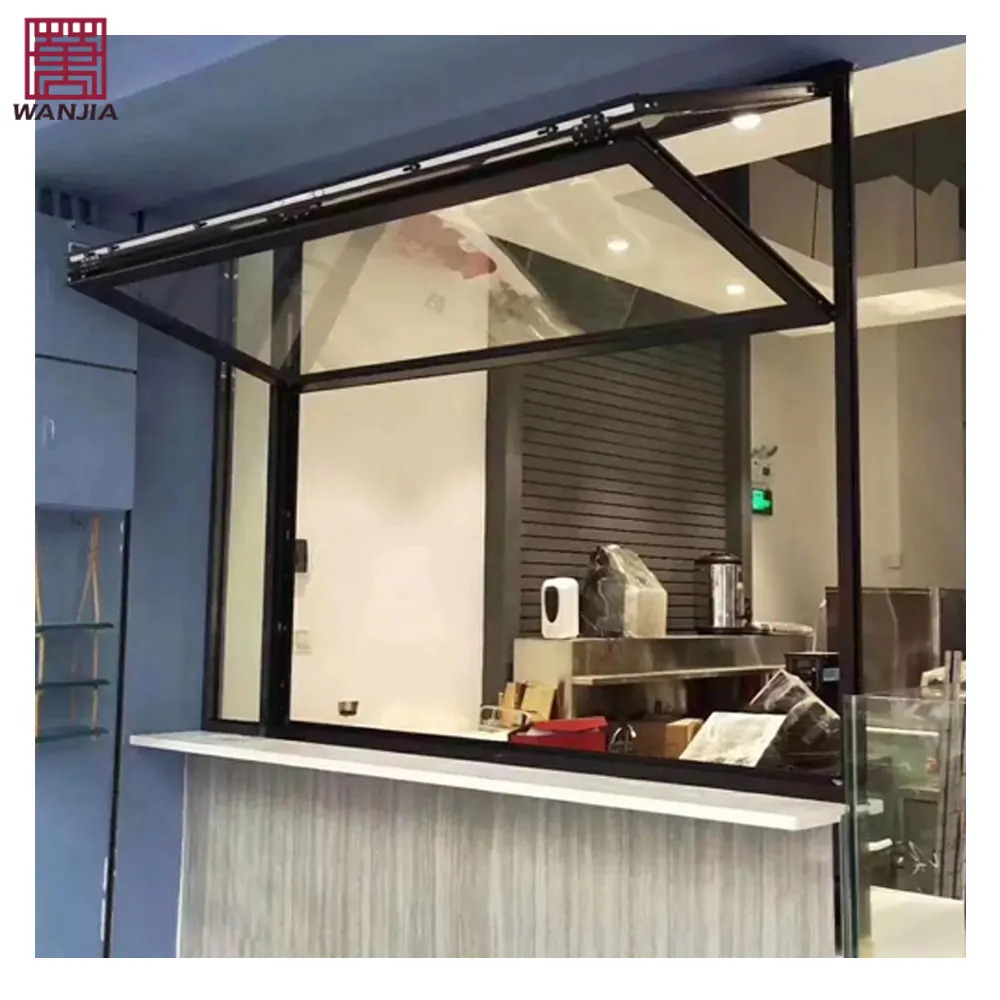 En Aluminium Personnaliser Cuisine Bi fois Fenêtre Vertical Top Pliage Verre Push Up Plier Windows