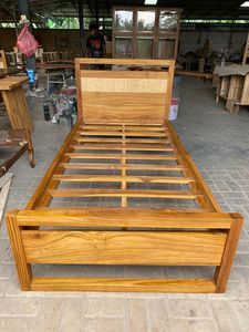 Muebles para niños de diseño moderno en madera de teca, cama para niños y niñas con cabecero de ratán en camas de madera duraderas para niños - Product Image 3