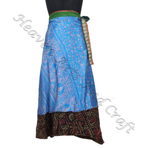 New Reversible Vintage Multi Way Wrap Convertible <b>Skirt</b> Reversible Dress Silk Magic Wrap <b>Skirt</b> Plus Size <b>Long</b> 38" Sari Around - Product Image 5