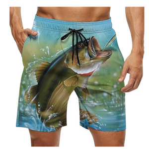 Shorts de bain décontractés pour hommes, design tendance, pour activités de plein air, pêche, séchage rapide, légers, taille élastique, 100% coton, motif uni - Product Image 1