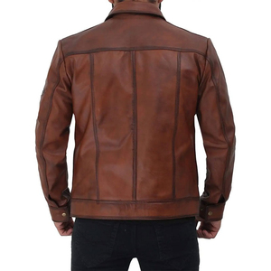 Veste en toile en cuir véritable pour homme de la meilleure qualité, respirante et coupe-vent pour l'automne et l'hiver, style urbain, teinte unie, OEM - Product Image 3
