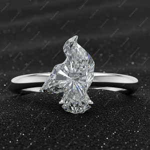 Bague de fiançailles solitaire en argent sterling plaqué or 925 avec diamant de laboratoire certifié GIA IGI, taille DEF VVS VS, coupe originale Dove, cadeau - Product Image 1