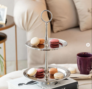 Plateaux en métal argenté Supports à étages et bols pour la décoration intérieure Diwali Utilisation de table Design moderne Bols à salade et fruits et noix - Product Image 3