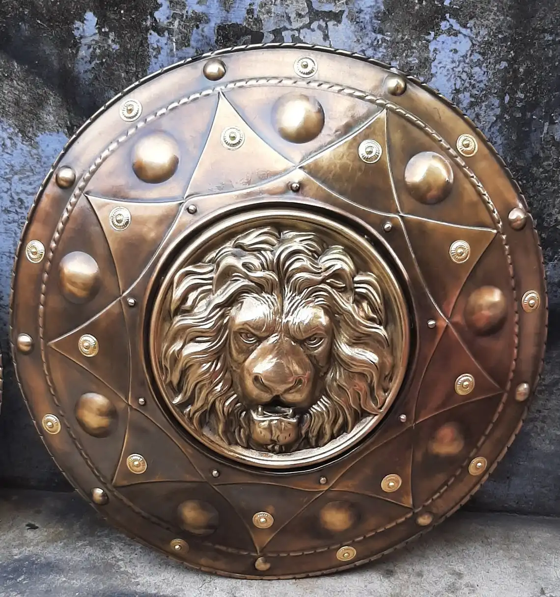 Medieval Lion Face Round Knight Templar steel Shield Wall Decor Home Decoration Gift item CHMN12039