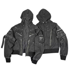 Techwear Men's Hoodies & Sweatshirts Clothing Jacket Manufacturer Denim <b>Hoodie</b> Baggy Zipper Boxy <b>Cropped</b> <b>Zip</b> <b>up</b> Vintage <b>Hoodie</b> - Product Image 6