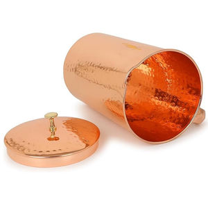 New Arrival Top Creative Design Pure Copper Hammered <b>Water</b> Drinking Container <b>Jug</b> Pitcher <b>With</b> <b>Lid</b> Brass Knob For Home Tableware - Product Image 3