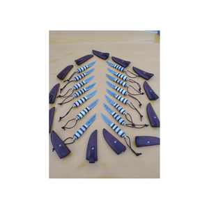 มีดล่าสัตว์ดามัสกัสปลอมแปลงตามสั่งเหล็กกล้าคาร์บอนสูงปลอกดอลลาร์สำหรับใช้ภายนอกมีความแข็ง58HRC รับประกัน3ปี - Product Image 1