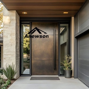 <span class=keywords><strong>Porte</strong></span> d'entrée <span class=keywords><strong>blindée</strong></span> à pivot avec fenêtres en verre, double <span class=keywords><strong>porte</strong></span> extérieure de sécurité à un battant, moderne et personnalisée en métal, acier et aluminium - Product Image 4