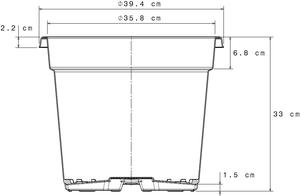 Pots de pépinière ronds en plastique recyclé de haute qualité CDA 40 cm de diamètre 25 litres fabriqués à partir de PP de différentes couleurs pour les plantes - Product Image 3